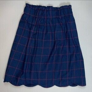 Lauren James Scalloped Skirt Blue red plaid NEW